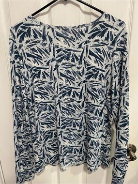 Blue and White Abstract Print Top